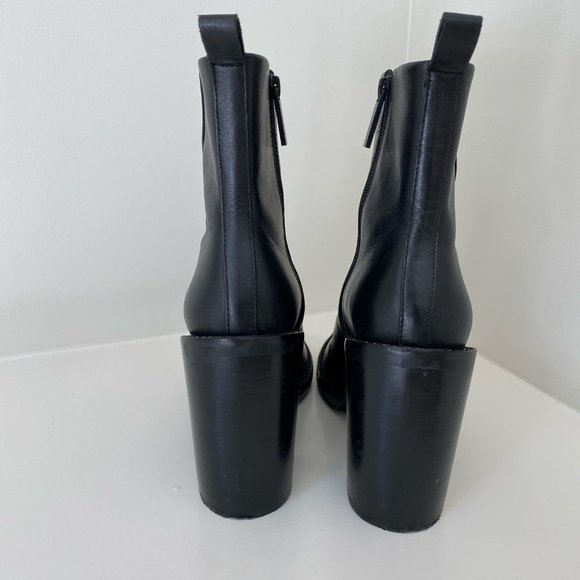 KENDALL & KYLIE BLACK LEATHER ANKLE BOOTS SZ 10 - Picture 3 of 5